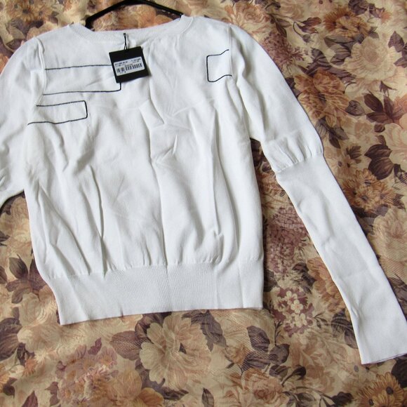 Sarah Pacini womens  top(sweater) one size White  long sleeve, sz. S, - Picture 6 of 7